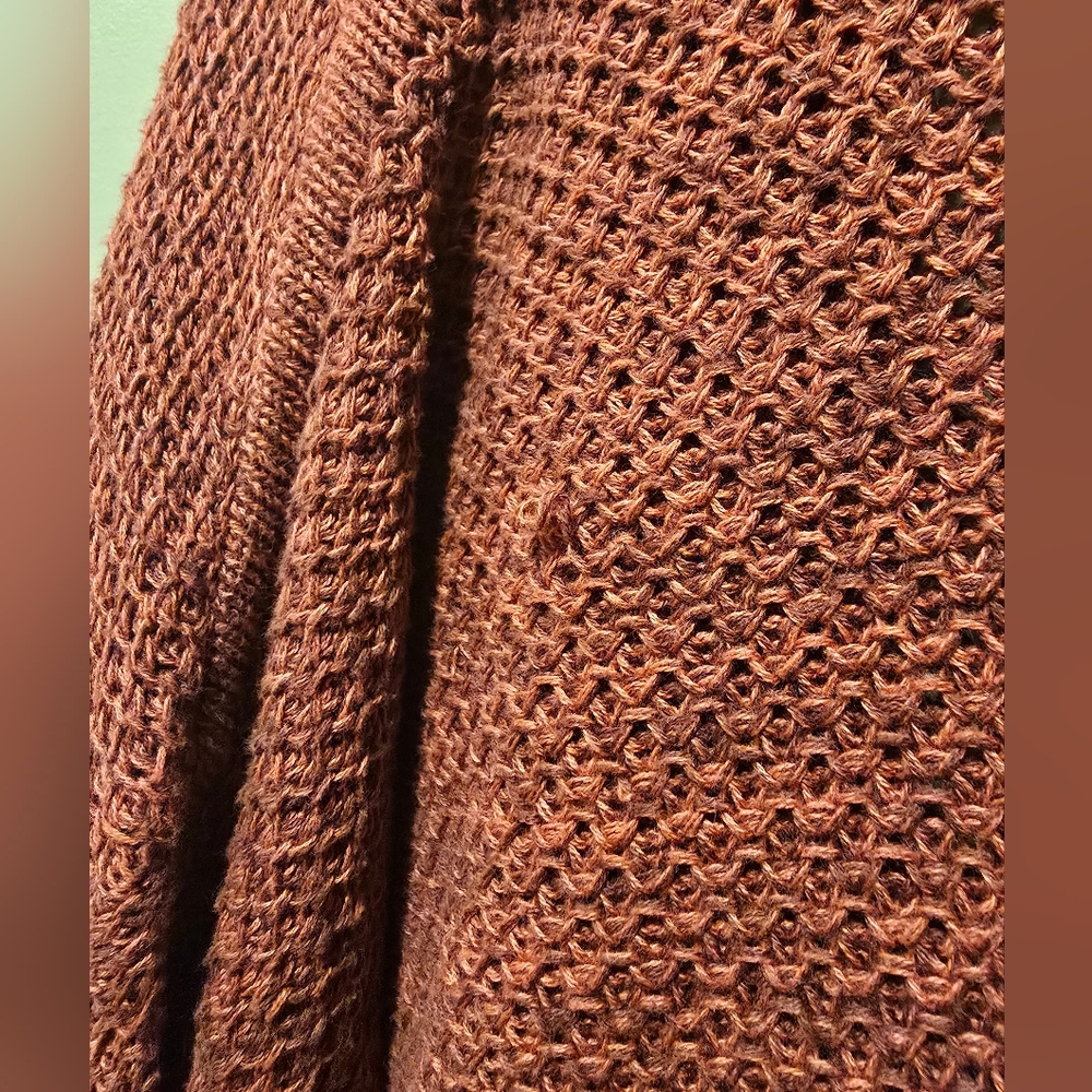 Able Organic Knit Brick Red Full Length Duster Open Cardigan Size Small - Picture 12 of 12